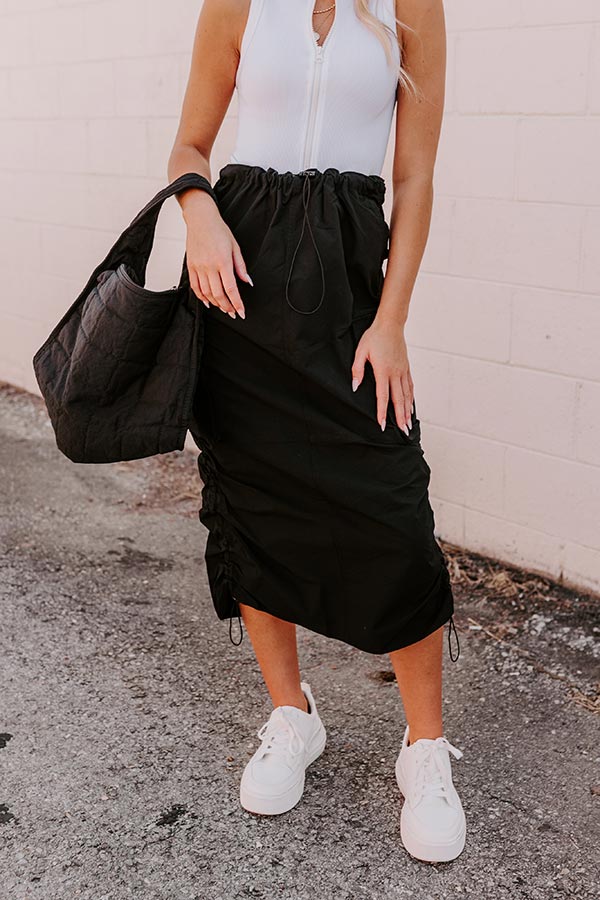 Cool Energy Cargo Midi Skirt in Black