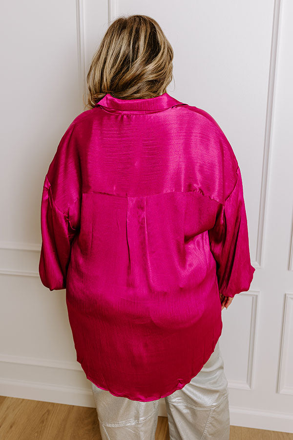 For The Record Button Up In Fuchsia Curves   