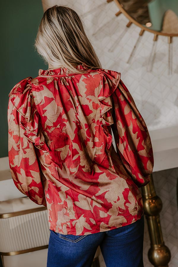 Set The Show Off Satin Ruffle Top Image - 2