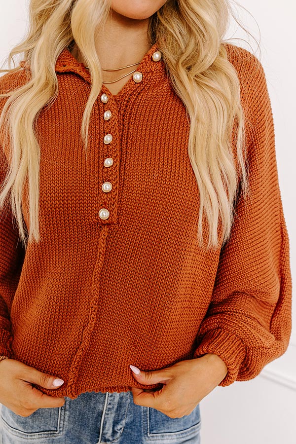 Apple Picking Pretty Knit Sweater In Rust   