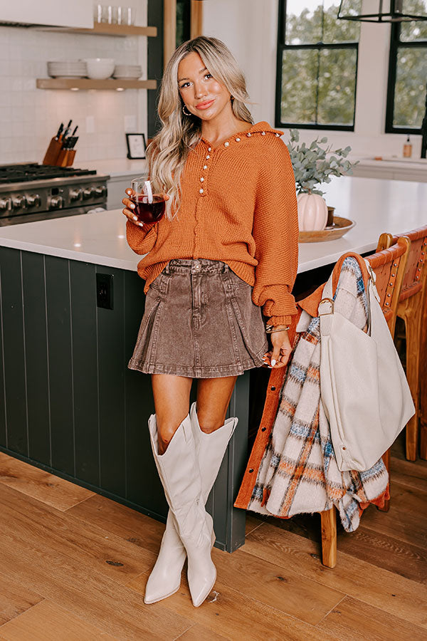 Apple Picking Pretty Knit Sweater In Rust   