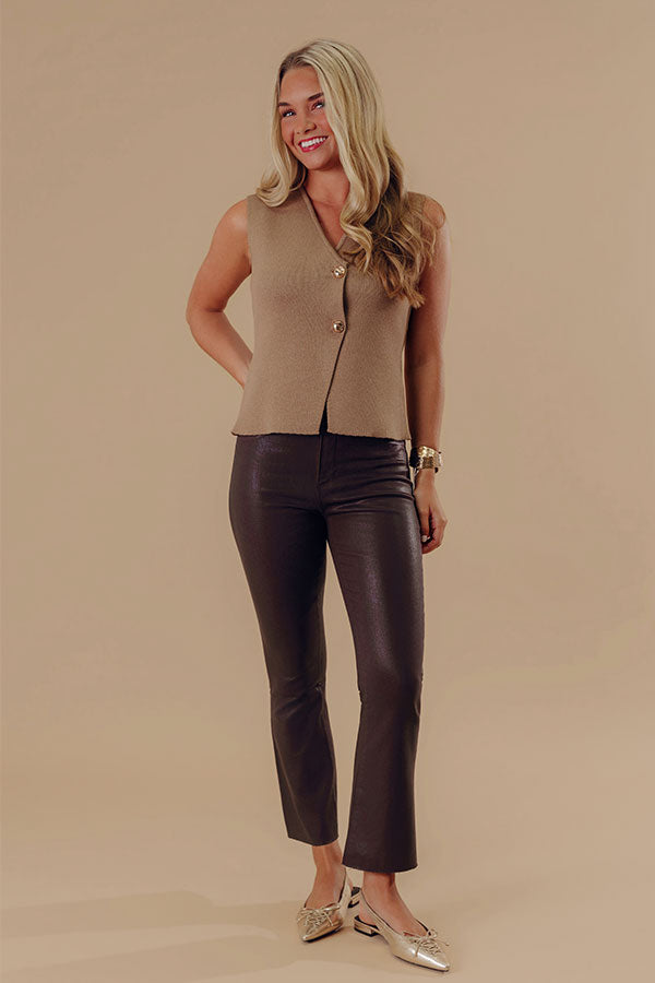 Just USA The Ariadne High Waist Coated Straight Leg Pants in Espresso Image - 2