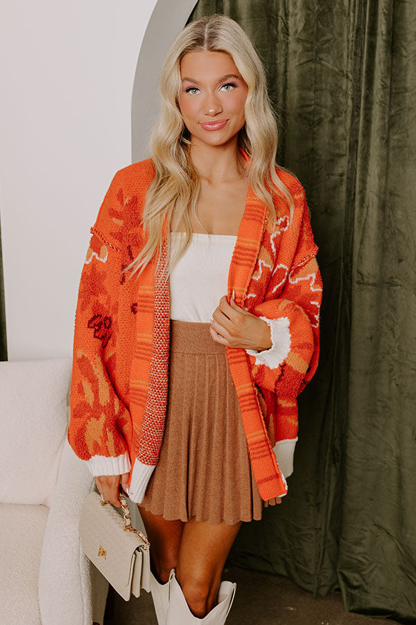 Lost In A Novel Knit Cardigan In Orange