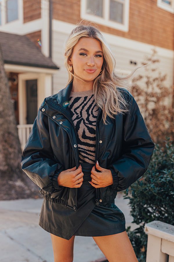 Feeling Spontaneous Faux Leather Jacket In Black