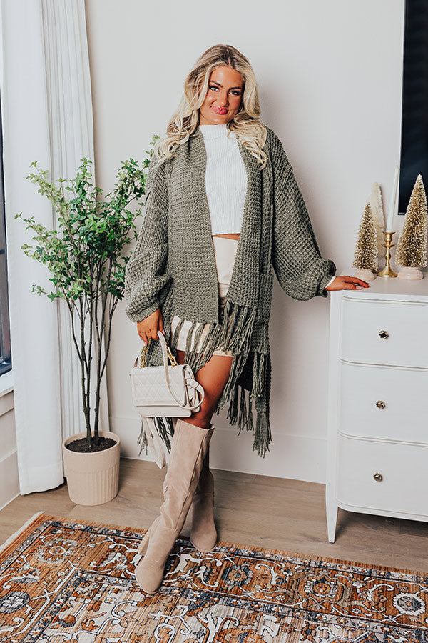 Vail Valley Knit Cardigan In Dark Sage