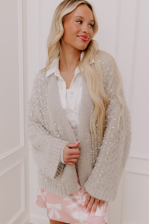 Fall Gratitude Embellished Cardigan In Grey   