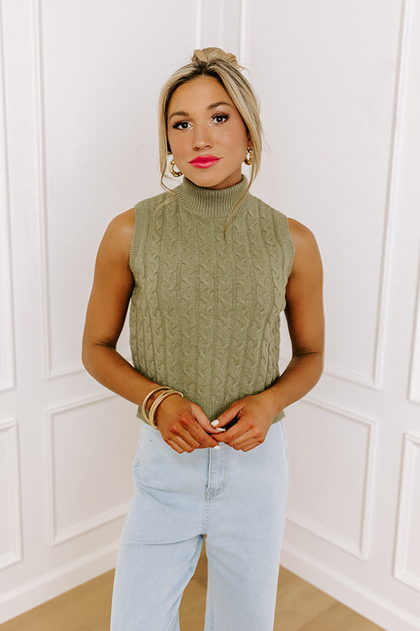 Cool Touch Knit Sweater Top in Sage