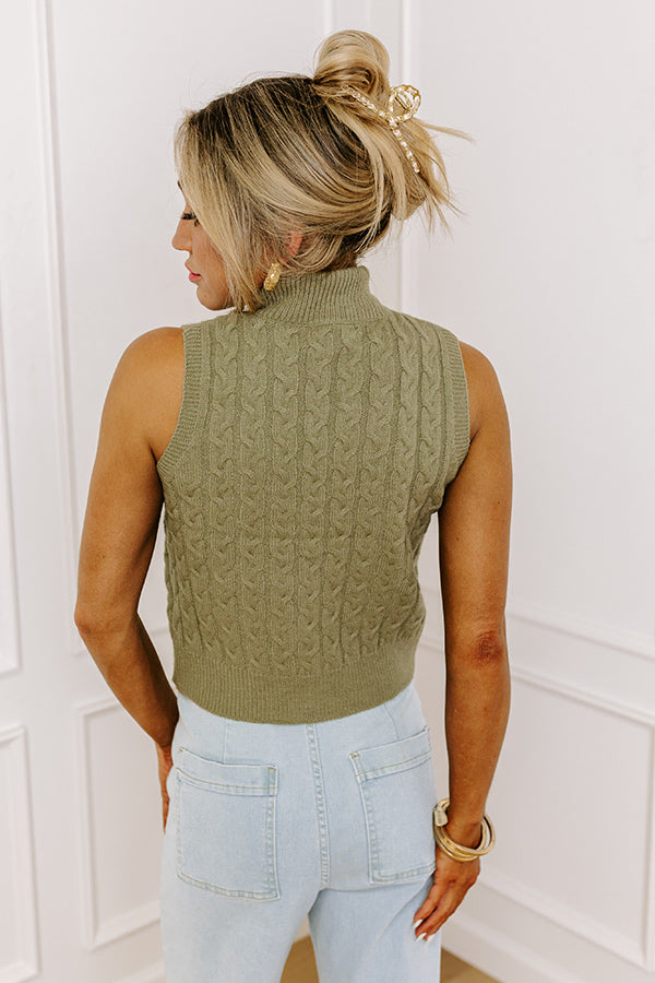 Cool Touch Knit Sweater Top in Sage