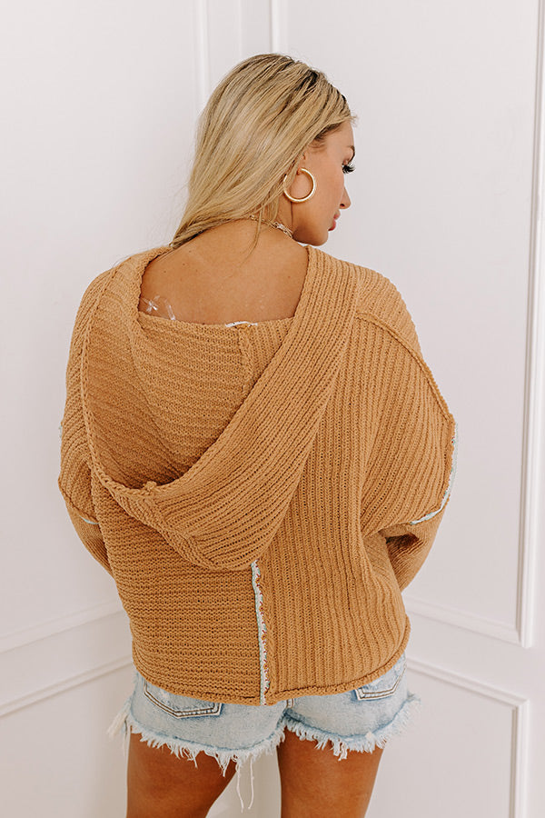 Toasty Times Knit Hoodie In Camel