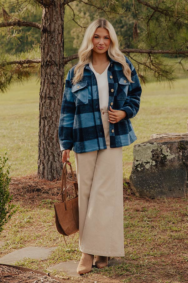 Cozy Paradise Plaid Jacket in Navy Image - 1