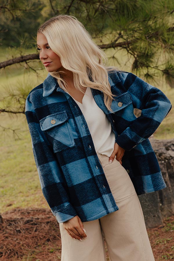 Cozy Paradise Plaid Jacket in Navy Image - 2