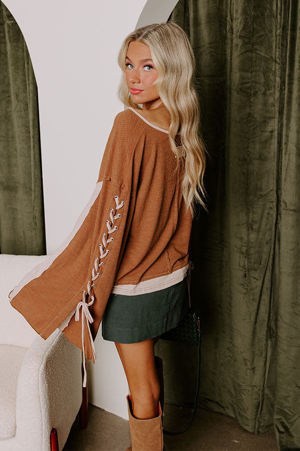 Crisp Fall Lace Up Shift Top