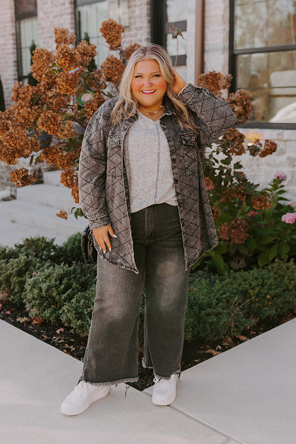 Stop Time Light Weight Denim Jacket in Vintage Black Curves