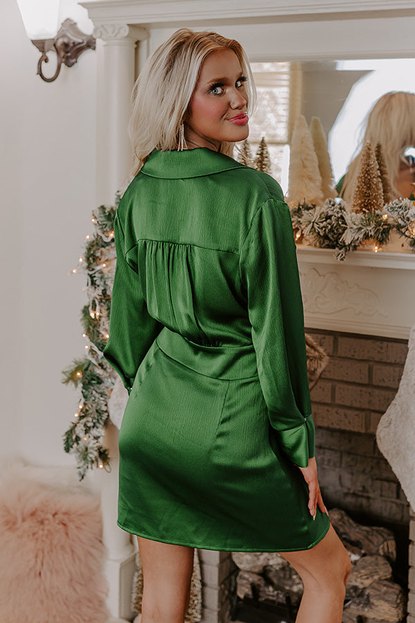 Forever First Class Wrap Mini Dress S / green Forever First Class Wrap Mini Dress S / green