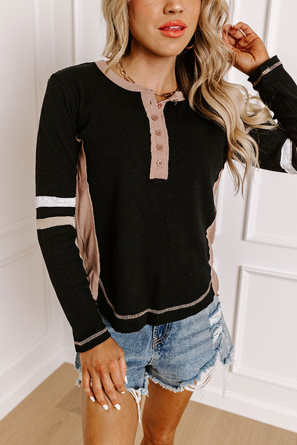 Adorable Vibes Henley Top In Black