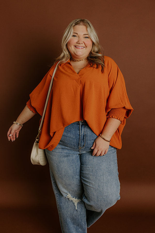 Luxe Lane Shift Top In Pumpkin Curves