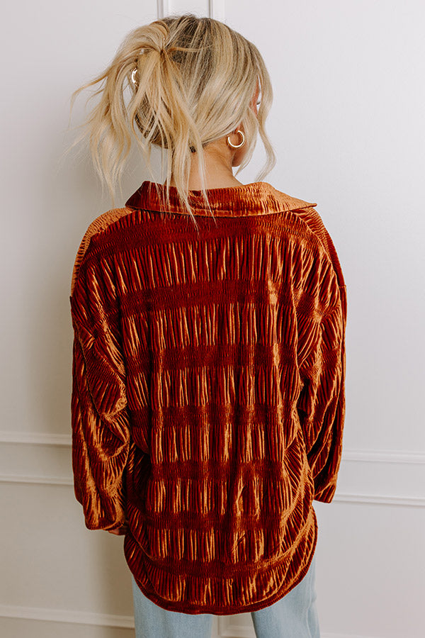 Amazing Views Velvet Top in Rust   