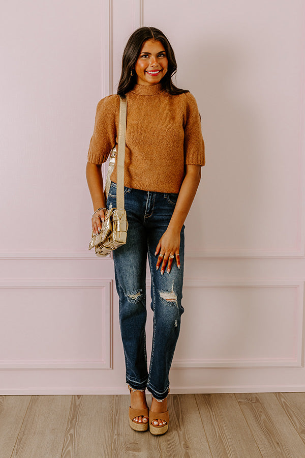 Like Clockwork Knit Sweater Top In Camel