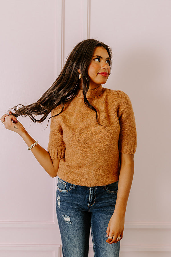 Like Clockwork Knit Sweater Top In Camel   