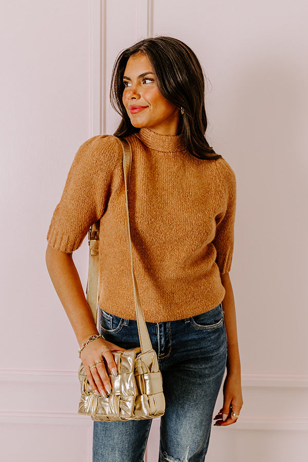 Like Clockwork Knit Sweater Top In Camel   