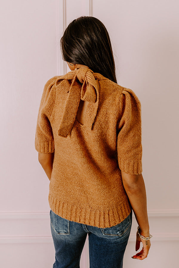 Like Clockwork Knit Sweater Top In Camel   