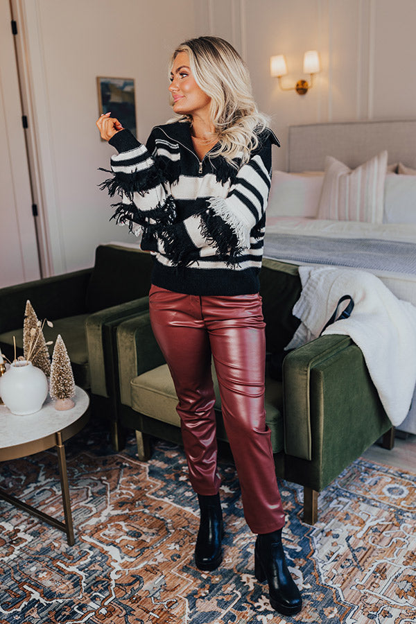 The Catalina High Waist Faux Leather Pants in Dark Rustic Rose