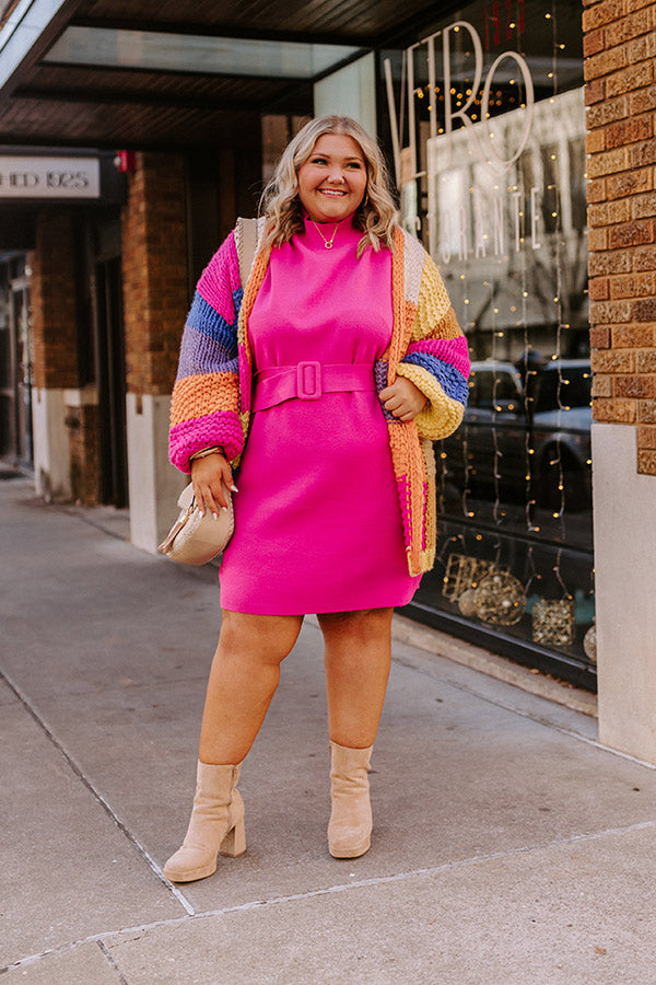 Slow Mornings Sweater Dress In Hot Pink Curves Slow Mornings Sweater Dress In Hot Pink Curves