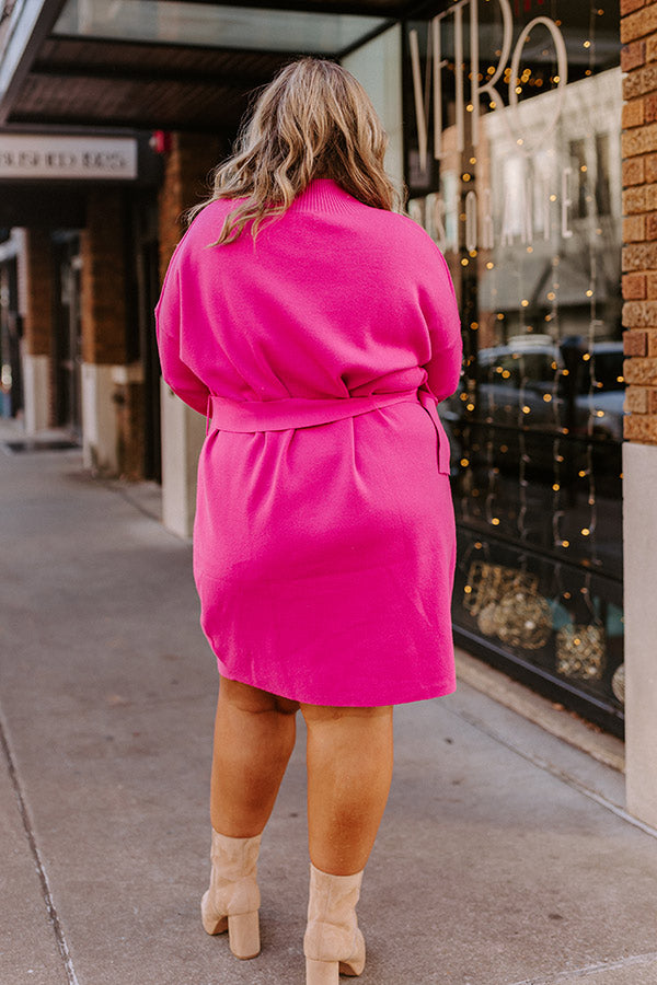 Slow Mornings Sweater Dress In Hot Pink Curves Slow Mornings Sweater Dress In Hot Pink Curves