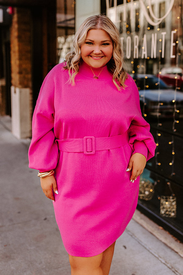 Slow Mornings Sweater Dress In Hot Pink Curves Impressions Online Boutique Slow Mornings Sweater Dress In Hot Pink Curves Impressions Online Boutique
