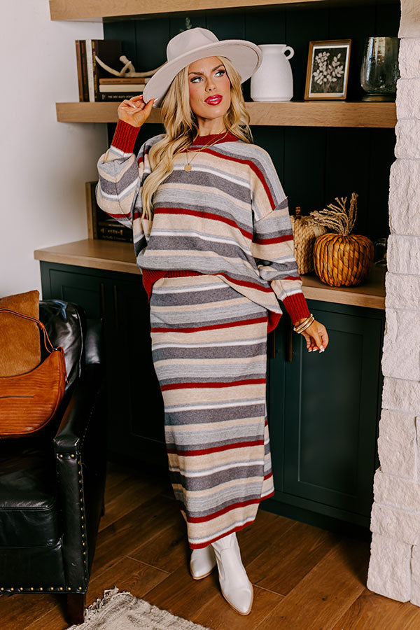 Mulled Wine Stripe Sweater Skirt Curves