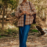 Start The Bonfire Embellished Plaid Jacket in Chocolate Image - 1