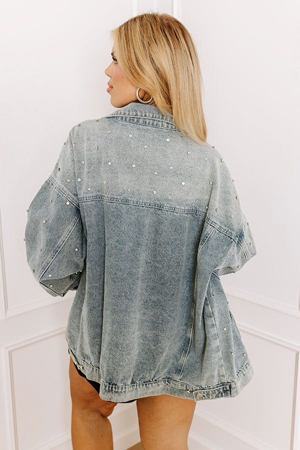 Easy To Style Rhinestone Denim Jacket Curves