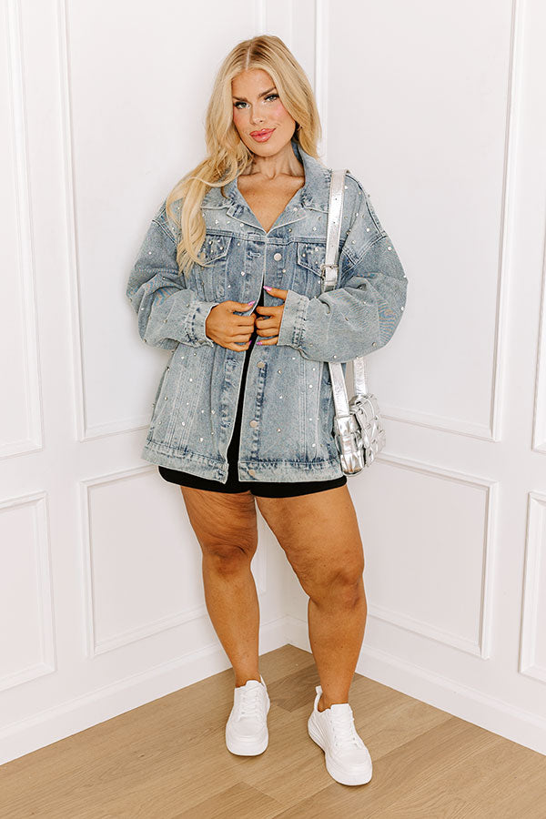 Easy To Style Rhinestone Denim Jacket Curves