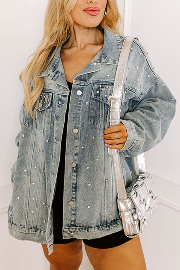 Easy To Style Rhinestone Denim Jacket Curves