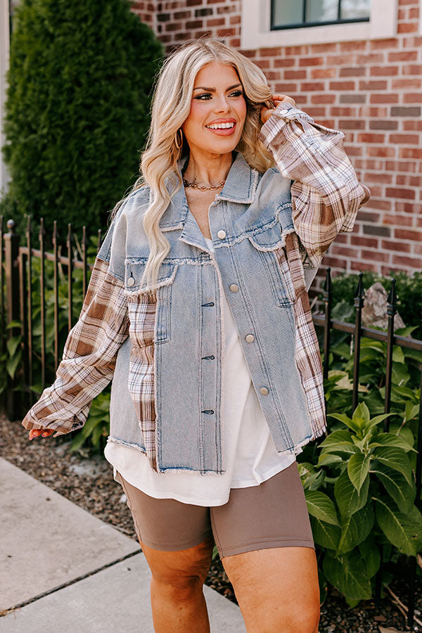 Fall Latte Denim Jacket Curves