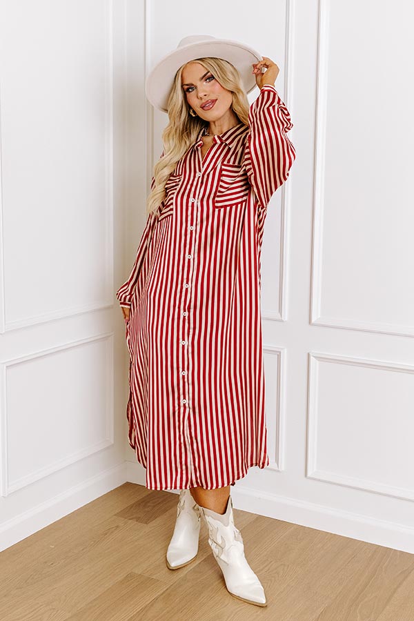 Clean Slate Stripe Midi In Red Curves