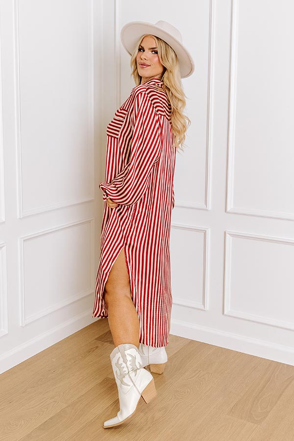 Clean Slate Stripe Midi In Red Curves