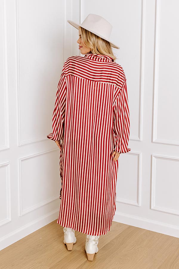 Clean Slate Stripe Midi In Red Curves