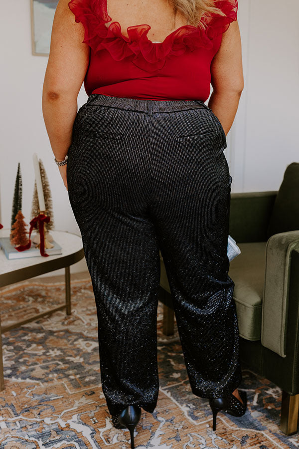 Eleven Madison High Waist Glitter Pants Curves