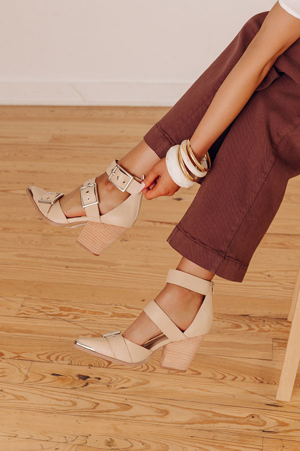 The Charlotte Faux Leather Heel in Iced Latte Image - 2
