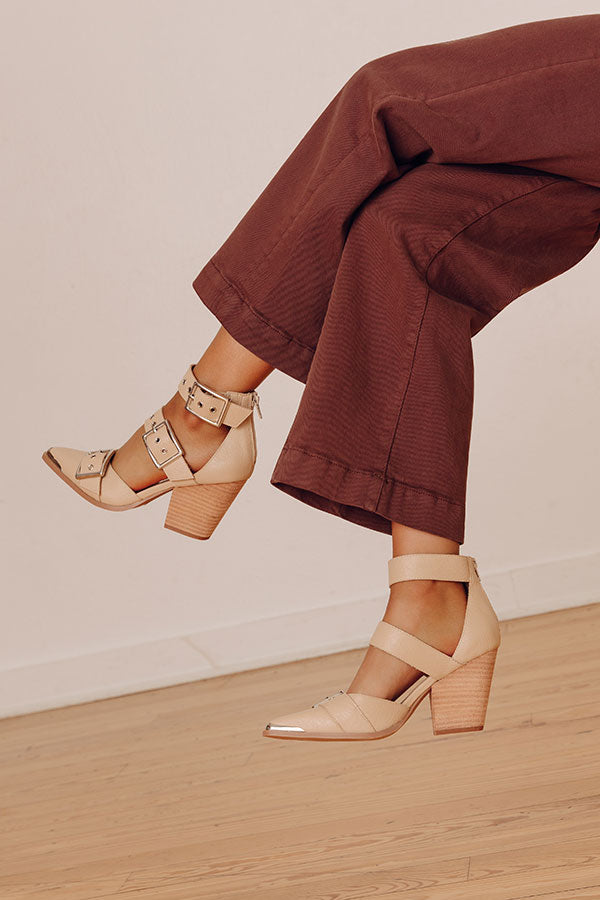 The Charlotte Faux Leather Heel in Iced Latte