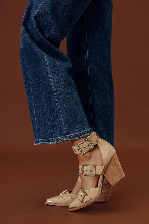 The Charlotte Faux Leather Heel in Iced Latte Image - 1