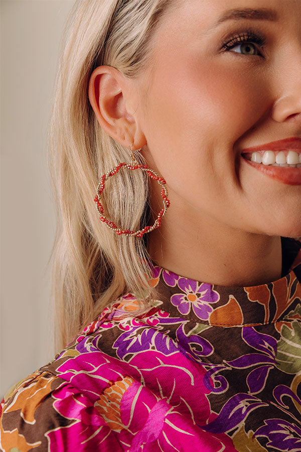 Meadow Melodies Hoop Earrings In Crimson