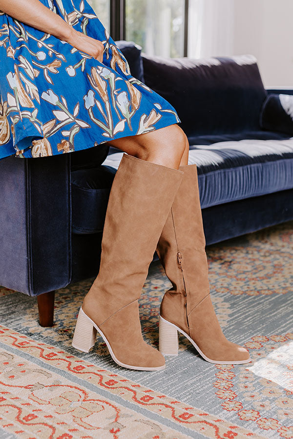 The Hudson Knee High Nubuck Boot In Brown