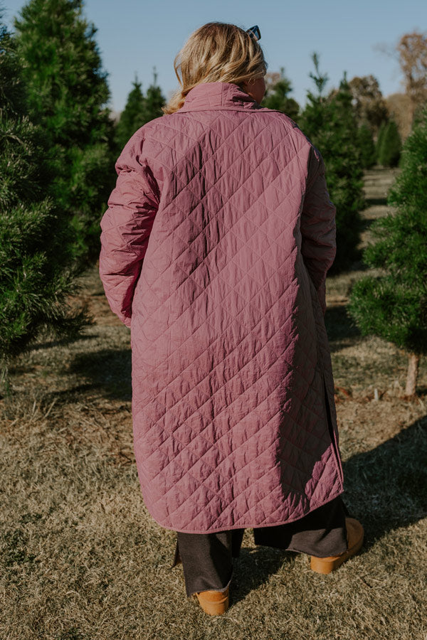 Chilly Wind Quilted Coat in Light Royal Plum Curves