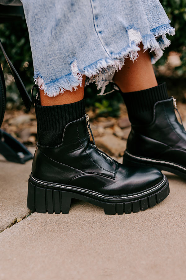 The Ashley Faux Leather Boot In Black