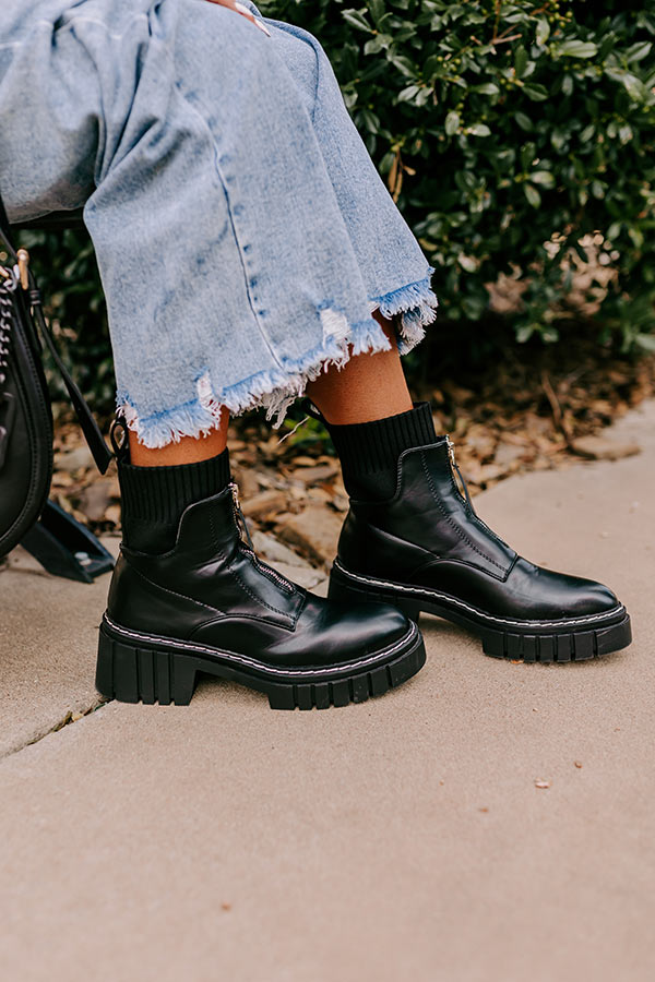 The Ashley Faux Leather Boot In Black