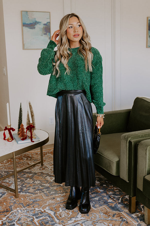 Fall Sentiments Chenille Sweater In Green