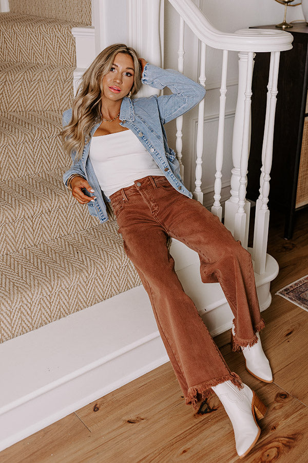 Risen Utopia High Waist Straight Leg Jean in Chocolate - Impressions Online Boutique