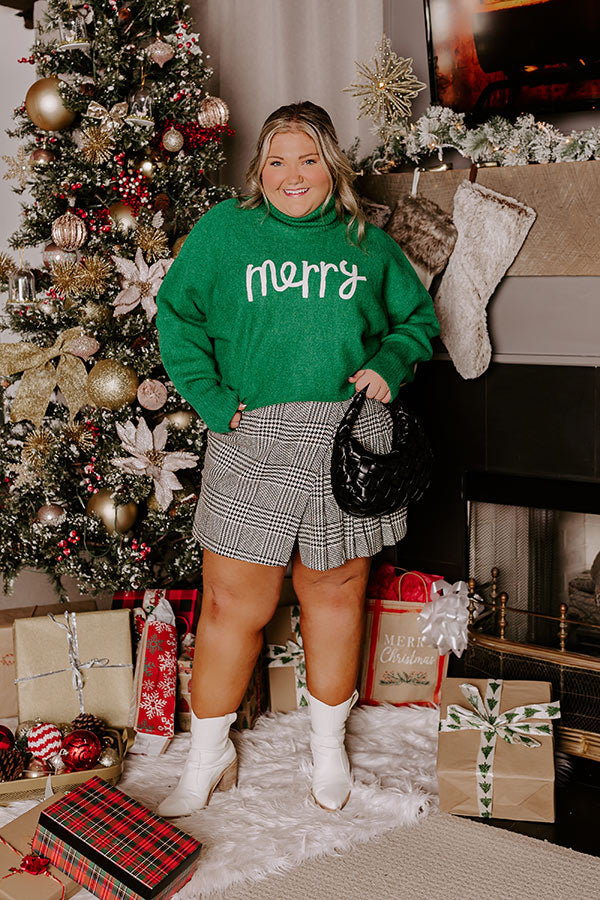 Merry Turtle Neck Sweater In Green Curves